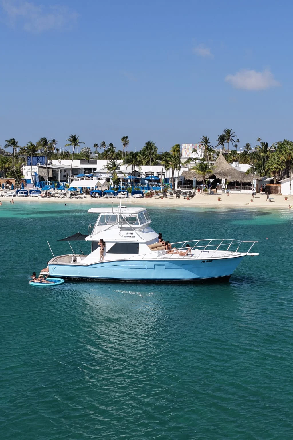 Aruba Mobile Spa romantic yacht getaway — private yacht anchored off the beach